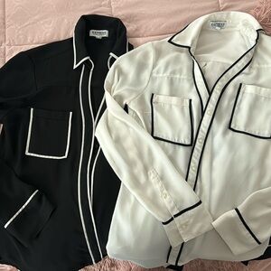 Express black and white button down shirts or blouse sz. XS 2 pcs